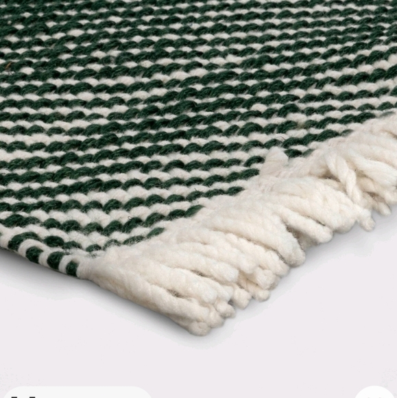 Threshold Indoor Handmade Flat Pile Rug, Green Area Rug, Bathroom Kitchen Rug - Picture 3 of 5